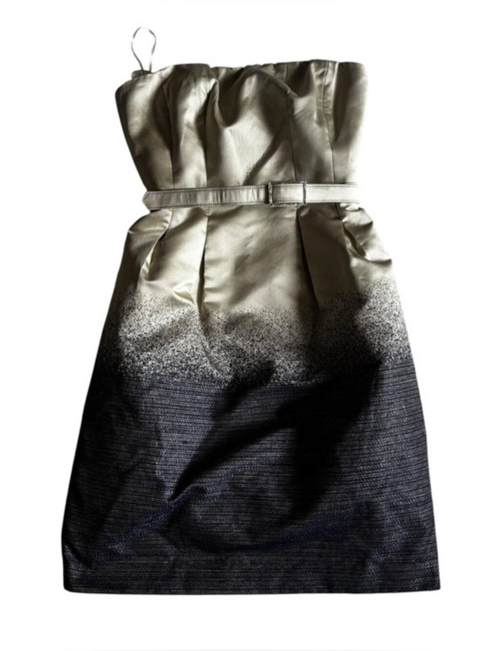 Trina Turk Gray with Blue Ombre Glitter Detail Strapless Cocktail Dress - 4